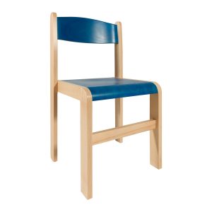 Stolička z bukového masívu, model 02, modrá